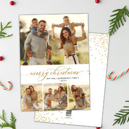 Guld Calligraphy Script 4 Photo Collage jul Julkort