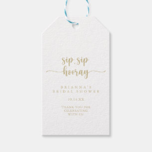 Guld Calligraphy Sip Sip Hooray Möhippa Presentetikett