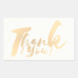 Guld Calligraphy Tack Dots on White Faux Foil Rektangulärt Klistermärke