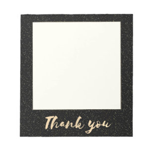 Guld Calligraphy Tack with Dots on Black Faux Anteckningsblock