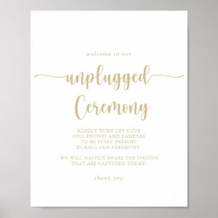 Guld Calligraphy Unplugged Ceremony Sign Poster