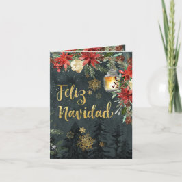 Guld Calligraphy Woodland Forest Spain Navidad Helgkort