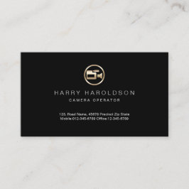Guld Camera Icon Camera Operator Affärskort Visitkort