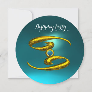 GULD CANCER ZODIAC BIRTHDAY JEWEL Opale Aqua Blue Inbjudningar