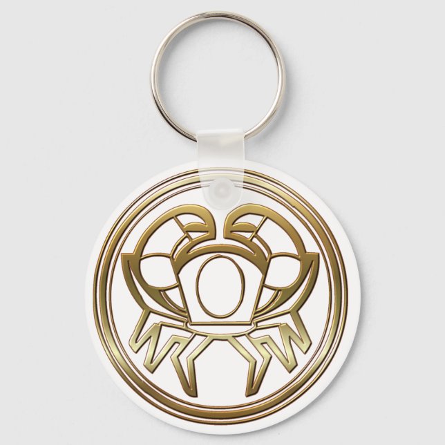 Guld Cancer Zodiac Crab Astrology-tecken Nyckelring (Framsida)