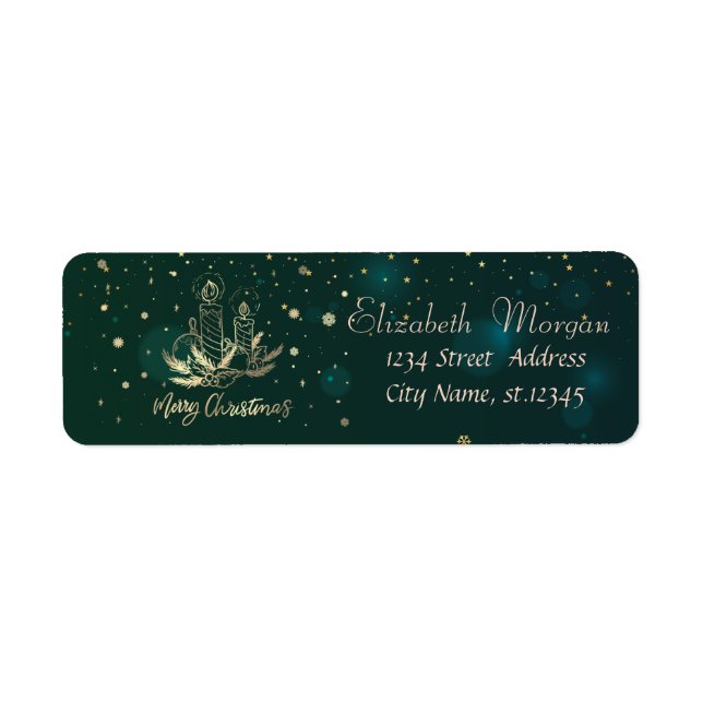 Guld Candle,Bollar,Gräs Träd Grenar Grönt Returadress Etikett (Framsidan)