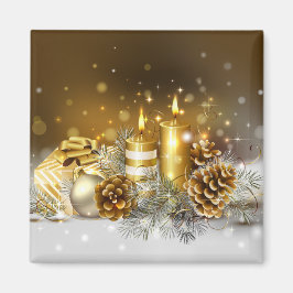 Guld Candles Elegant Helgdag Magnet