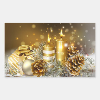 Guld Candles God jul Helgdag Rektangulärt Klistermärke