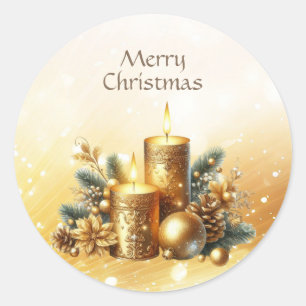 Guld Candles Helgdag Sticker Runt Klistermärke