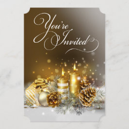 Guld Candles jul-Eleganten Party Inbjudningar