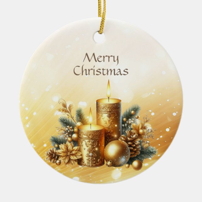 Guld Candles jul-Helgdag Ornament (Framsidan)
