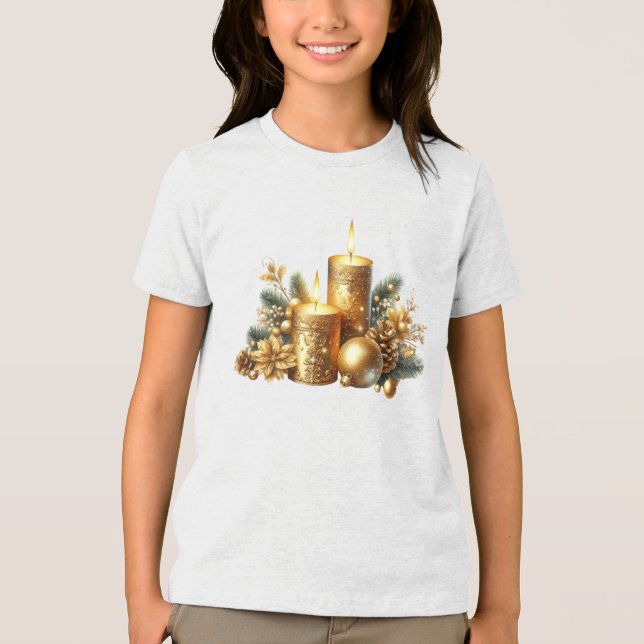 Guld Candles-jul-Helgdag T-Shirt (Framsida)