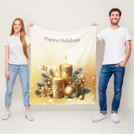 Guld Candles-jultomten Helgdag Fleece Blanket