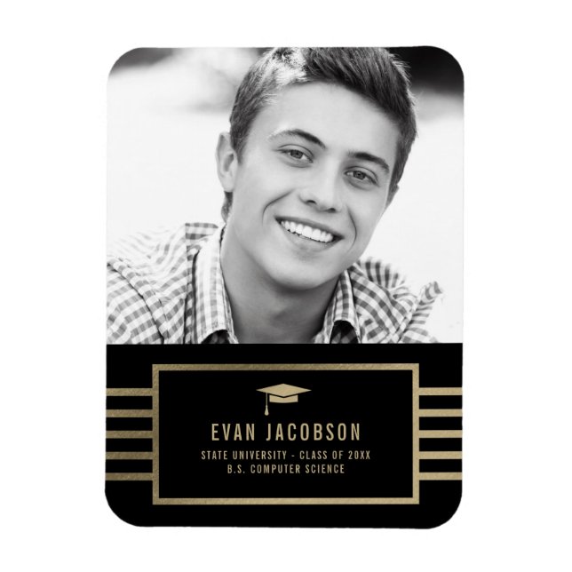 Guld Cap EDITABLE FÄRG Studenten Magnet (Vertikal)