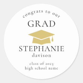Guld Cap Gratulerar Grad Studenten 2023 Classic Ro Runt Klistermärke