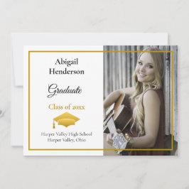 Guld Cap och foto i studenten Inbjudningar