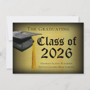 Guld Cap/Tassel Studenten Inbjudningar
