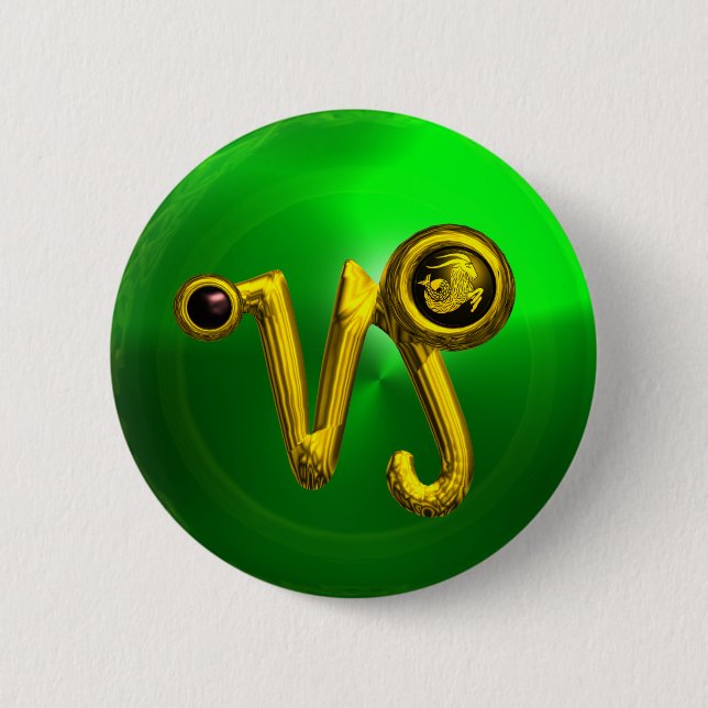 GULD CAPRICORN/ZODIAC SIGN JEWEL KNAPP (Framsida)