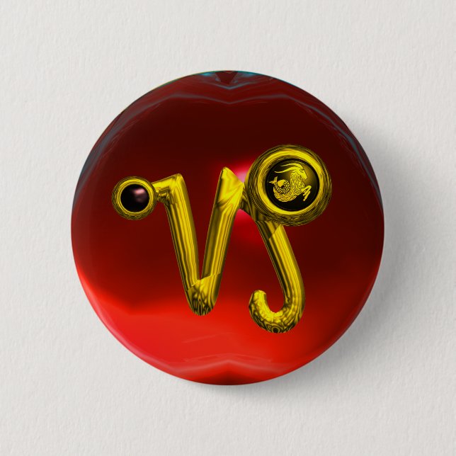 GULD CAPRICORN/ZODIAC SIGN JEWEL KNAPP (Framsida)