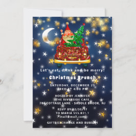 Guld Car God jul Brunch Dinner Santa Navy Inbjudningar