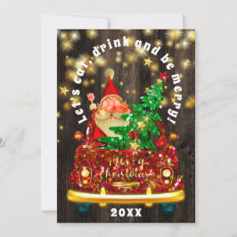 Guld Car God jul Brunch Dinner Santa Wood Inbjudningar