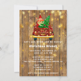 Guld Car God jul Brunch Dinner SantaRustic Inbjudningar