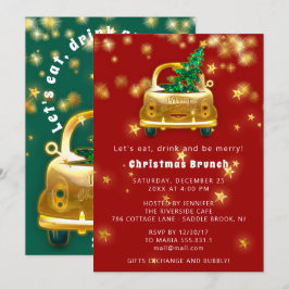 Guld Car God jul Brunch Midch Red Grönt Inbjudningar