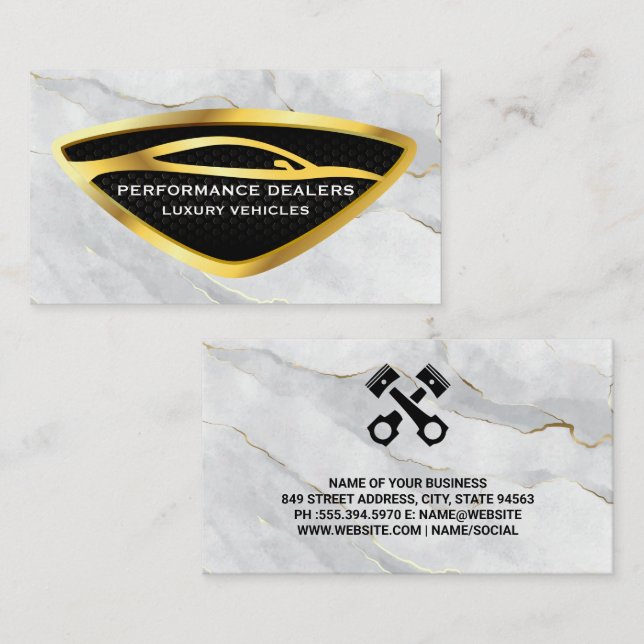 Guld Car | Marble Background Visitkort (Fram/baksida)