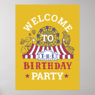 Guld Carnival Circus Baby Birthday Kids HouseParty Poster