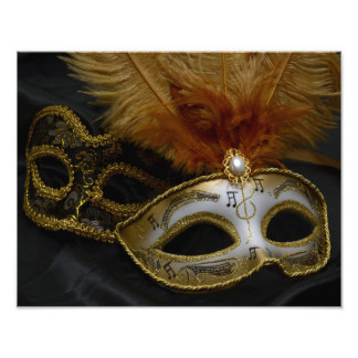 Guld Carnival Venetian Mask Masquad Fototryck