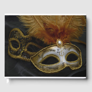 Guld Carnival Venetian Mask Masquad Gästböcker