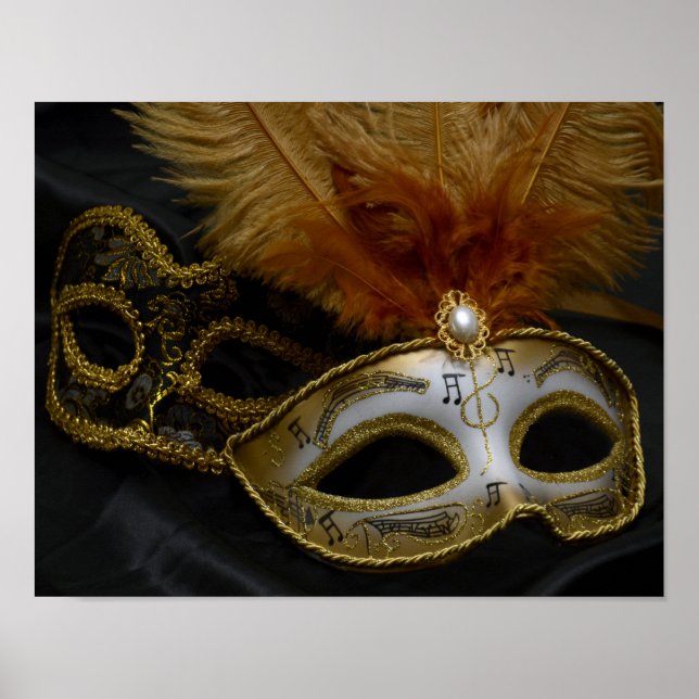 Guld Carnival Venetian Mask Masquad Poster (Framsidan)