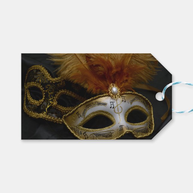 Guld Carnival Venetian Mask Masquad Presentetikett (Framsidan (Horisontell))