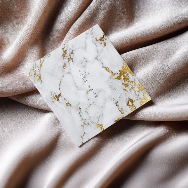 Guld Carrara Grått Marble Vip Affärskort Fyrkantigt Visitkort (Gold Carrara Gray Marble Vip Business Card)