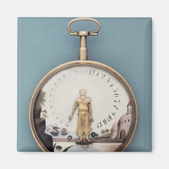 Guld cased bras-en-l'luft fickur magnet (Framsidan)