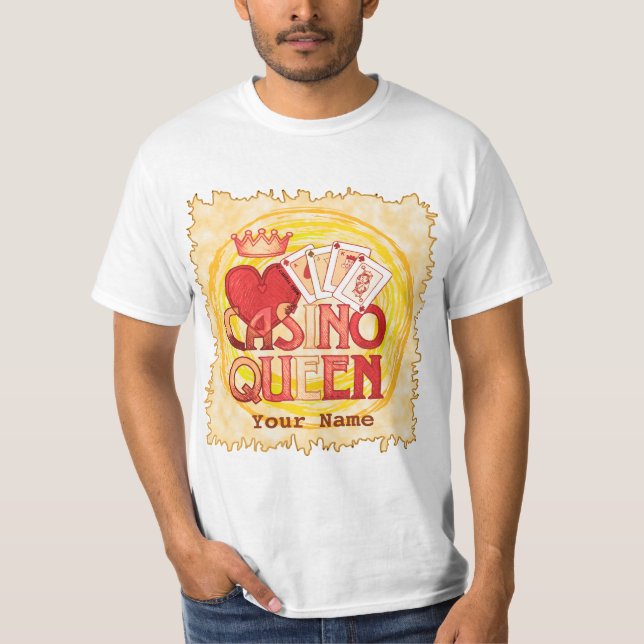 Guld Casino Queen T Shirt (Framsida)
