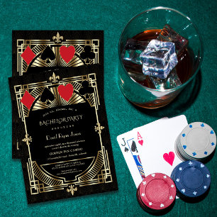 Guld Casino Royale Underbar Gatsby Bachelor Party Inbjudningar