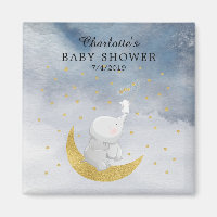 Guld Catch A Star Bunny Elephant Baby Shower