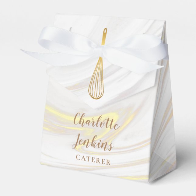 Guld Caterer Bageri Patisserie Marmorerade Virvlar Presentaskar (Framsidan Sidan)