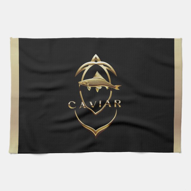 Guld Caviar Logotyp/kökshanddukar Kökshandduk (Horisontell)