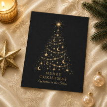 Guld Celestial Julgran Familjehögtidskort