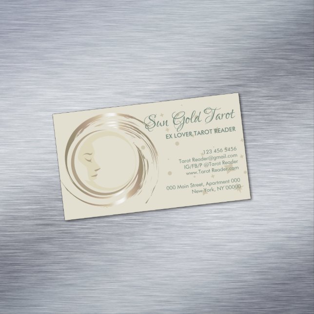 Guld Celestial Tarot Reader Magnetiska Visitkort (In Situ)