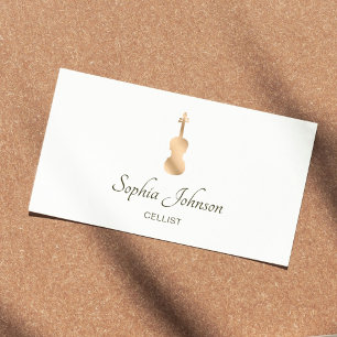 Guld Cello Elegant Script White Visitkort