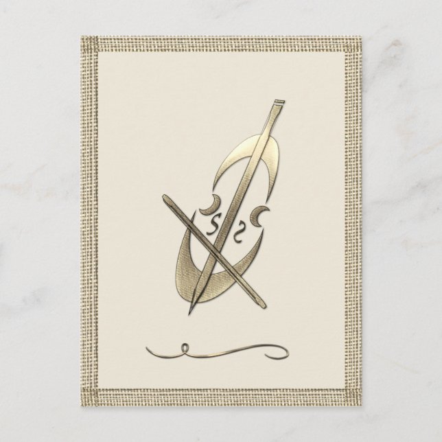 Guld Cello Music Musician Vykort (Framsida)