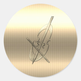 Guld Cello Musik Runt Klistermärke