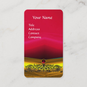 GULD CELTIC DRAGONS RED RUBY GEM MONOGRAM, Pearl Visitkort