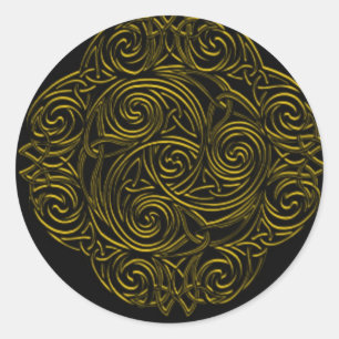 Guld Celtic Emblem Runt Klistermärke