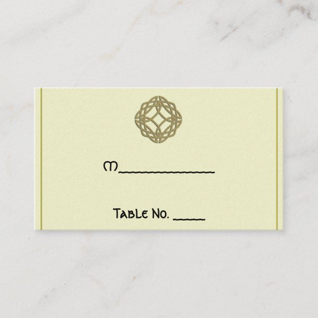 Guld Celtic Eternity Knot Bröllop Place Cards Placeringskort (Framsida)