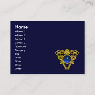 GULD CELTIC HEART JEWEL BLUE SAPPHIRE GEMSTONE VISITKORT
