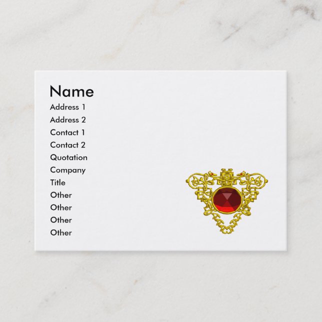 GULD CELTIC HEART JEWEL,RED RUBY GEMSTONE White Visitkort (Framsida)